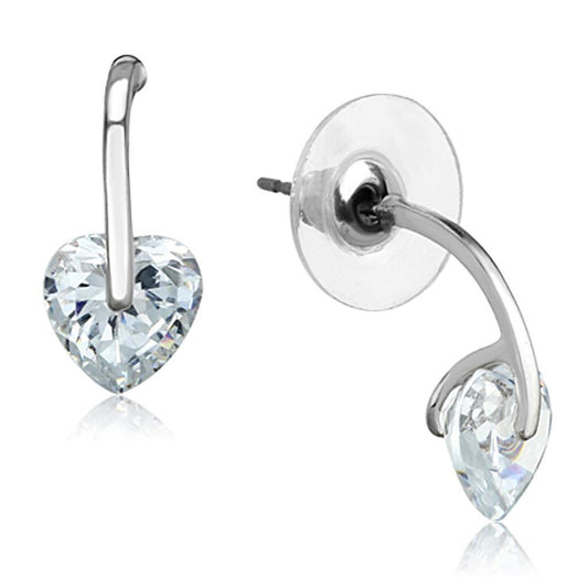 Alamode Rhodium Brass Earrings with AAA Grade CZ in Clear - Alamode