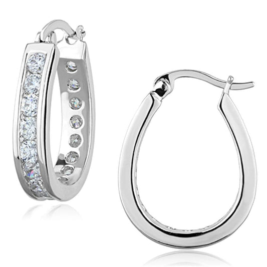 Alamode Rhodium Brass Earrings with AAA Grade CZ in Clear - Alamode