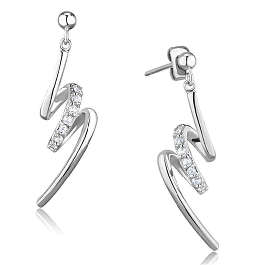 Alamode Rhodium Brass Earrings with AAA Grade CZ in Clear - Alamode