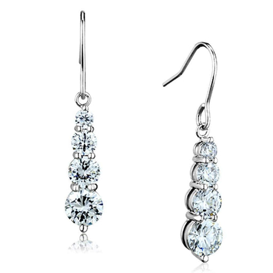 Alamode Rhodium Brass Earrings with AAA Grade CZ in Clear - Alamode