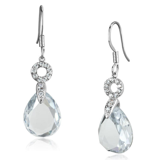 Alamode Rhodium Brass Earrings with AAA Grade CZ in Clear - Alamode