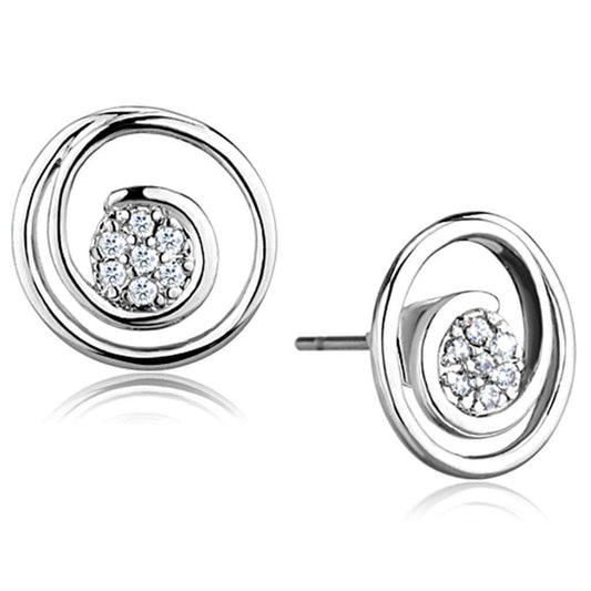 Alamode Rhodium Brass Earrings with AAA Grade CZ in Clear - Alamode