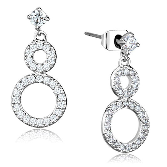 Alamode Rhodium Brass Earrings with AAA Grade CZ in Clear - Alamode