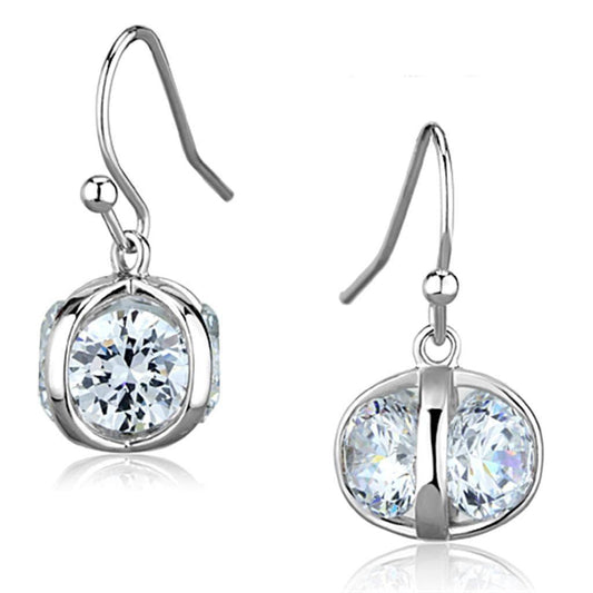 Alamode Rhodium Brass Earrings with AAA Grade CZ in Clear - Alamode