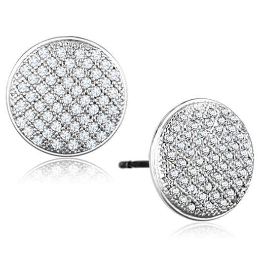 Alamode Rhodium Brass Earrings with AAA Grade CZ in Clear - Flyclothing LLC