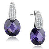 Alamode Rhodium Brass Earrings with AAA Grade CZ in Amethyst - Alamode