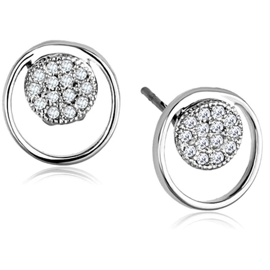 Alamode Rhodium Brass Earrings with AAA Grade CZ in Clear - Flyclothing LLC