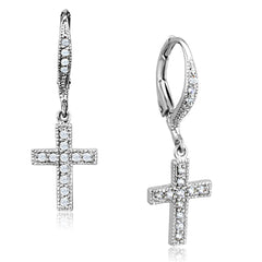 Alamode Rhodium Brass Earrings with AAA Grade CZ in Clear - Flyclothing LLC