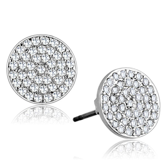 Alamode Rhodium Brass Earrings with AAA Grade CZ in Clear - Flyclothing LLC