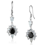 Alamode Rhodium Brass Earrings with AAA Grade CZ in Black Diamond - Alamode