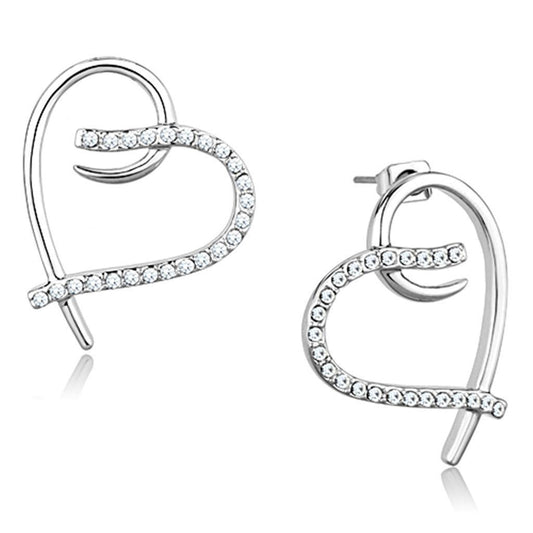 Alamode Rhodium Brass Earrings with AAA Grade CZ in Clear - Flyclothing LLC