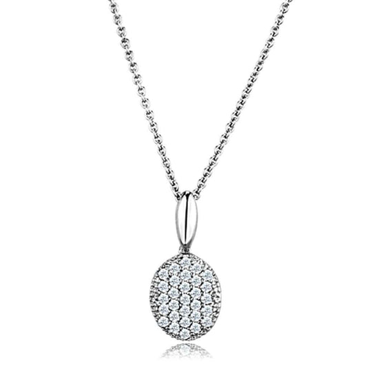 Alamode Rhodium Brass Chain Pendant with AAA Grade CZ in Clear - Alamode