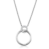 Alamode Rhodium Brass Necklace with AAA Grade CZ in Clear - Flyclothing LLC