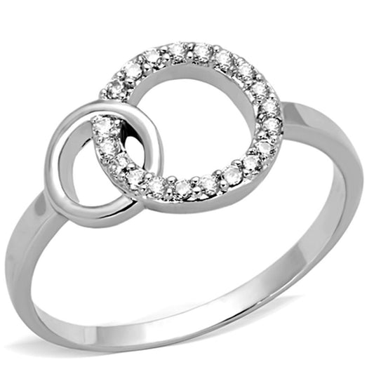 Alamode Rhodium Brass Ring with AAA Grade CZ in Clear - Flyclothing LLC