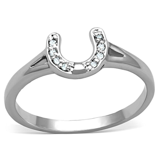 Alamode Rhodium Brass Ring with AAA Grade CZ in Clear - Flyclothing LLC