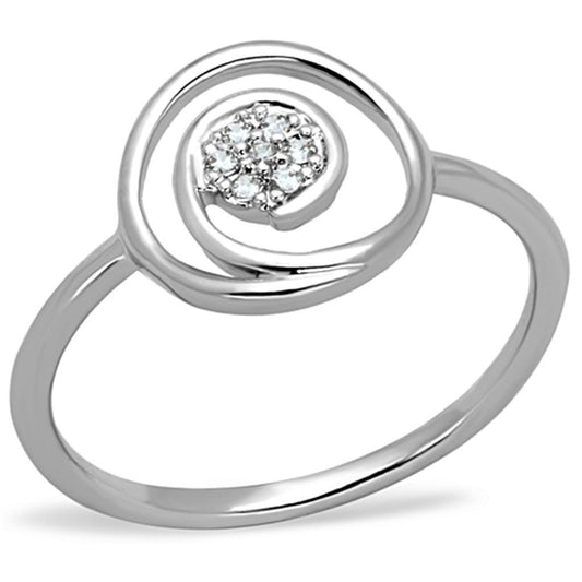 Alamode Rhodium Brass Ring with AAA Grade CZ in Clear - Flyclothing LLC