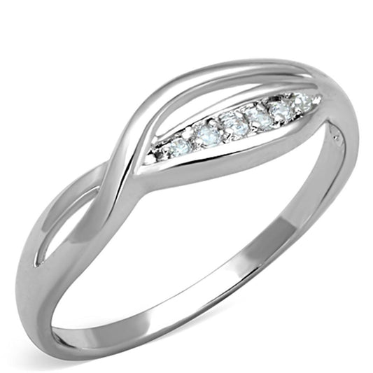 Alamode Rhodium Brass Ring with AAA Grade CZ in Clear - Alamode