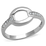 Alamode Rhodium Brass Ring with AAA Grade CZ in Clear - Flyclothing LLC