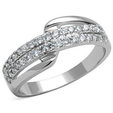 Alamode Rhodium Brass Ring with AAA Grade CZ in Clear - Flyclothing LLC