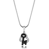 Alamode Rhodium + Ruthenium Brass Chain Pendant with AAA Grade CZ in Black Diamond - Alamode