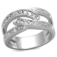 Alamode Rhodium Brass Ring with AAA Grade CZ in Clear - Flyclothing LLC