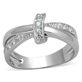 Alamode Rhodium Brass Ring with AAA Grade CZ in Clear - Flyclothing LLC