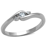 Alamode Rhodium Brass Ring with AAA Grade CZ in Clear - Flyclothing LLC