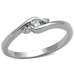 Alamode Rhodium Brass Ring with AAA Grade CZ in Clear - Flyclothing LLC