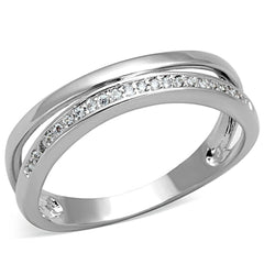 Alamode Rhodium Brass Ring with AAA Grade CZ in Clear - Flyclothing LLC