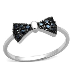 Alamode Rhodium + Ruthenium Brass Ring with AAA Grade CZ in Black Diamond - Alamode