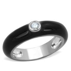 Alamode Rhodium Brass Ring with AAA Grade CZ in Clear - Flyclothing LLC