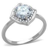 Alamode Rhodium Brass Ring with AAA Grade CZ in Clear - Flyclothing LLC