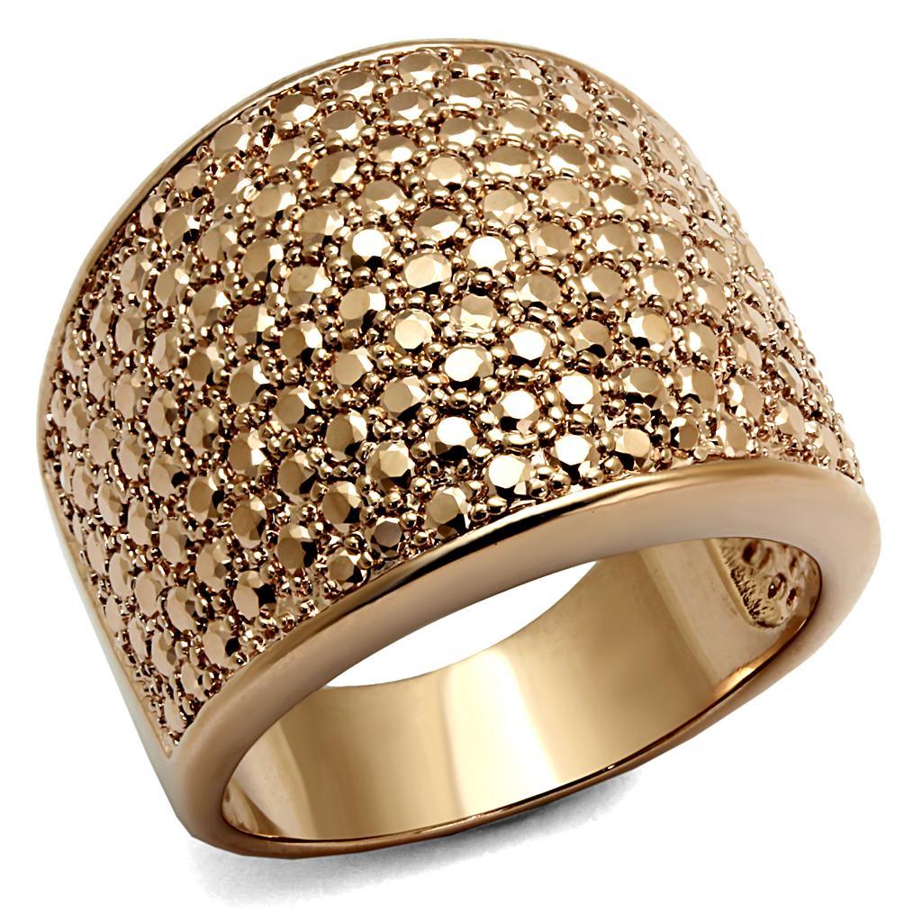 Alamode IP Rose Gold(Ion Plating) Brass Ring with AAA Grade CZ in Metallic Light Gold - Flyclothing LLC