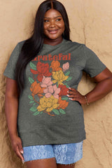 Simply Love Full Size GRATEFUL Flower Graphic Cotton T-Shirt - Flyclothing LLC