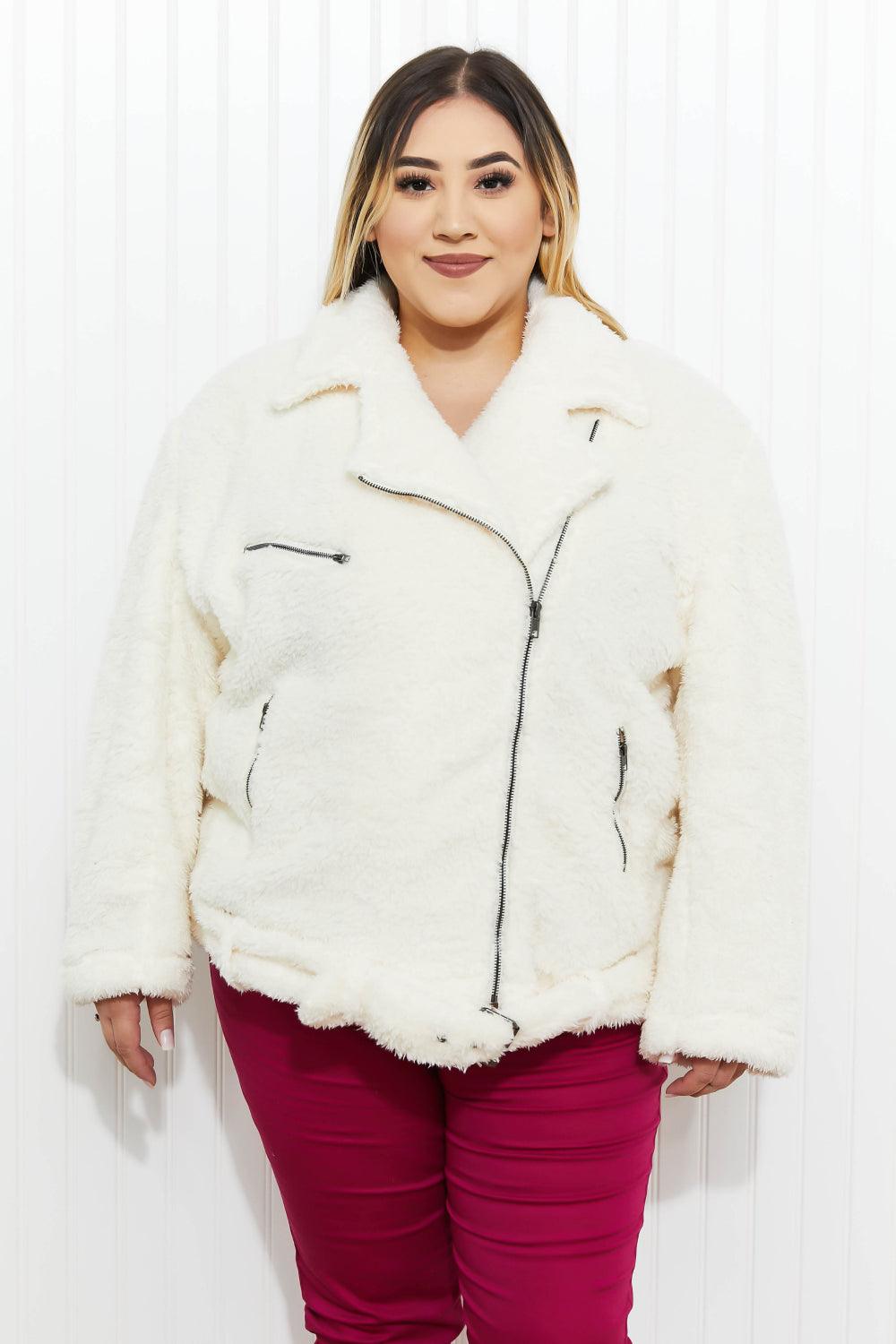 Davi & Dani Come a Little Closer Full Size Faux Fur Jacket - Trendsi