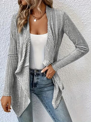 Open Front Long Sleeve Cardigan - Flyclothing LLC