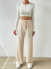 Drawstring Wide Leg Pants - Flyclothing LLC