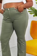 Zenana Clementine Full Size High-Rise Bootcut Jeans in Olive - Flyclothing LLC