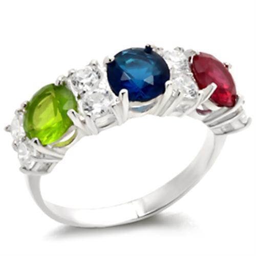 Alamode 925 Sterling Silver, AAA CZ , Multi Color - Alamode