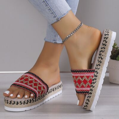 Geometric Weave Platform Sandals - Flyclothing LLC