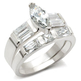 Alamode High-Polished 925 Sterling Silver Ring with AAA Grade CZ in Clear - Alamode