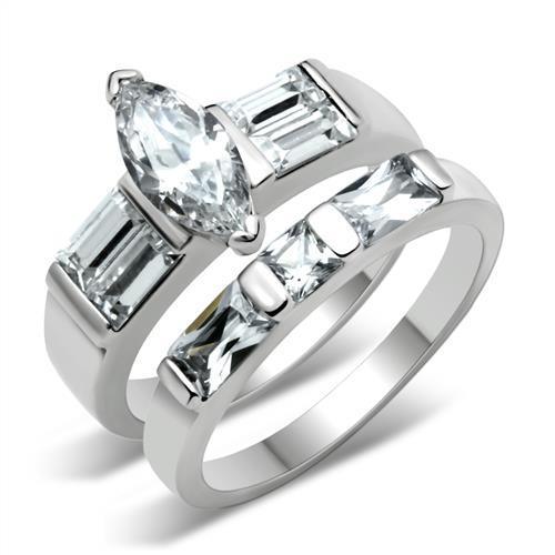 Alamode High-Polished 925 Sterling Silver Ring with AAA Grade CZ in Clear - Flyclothing LLC