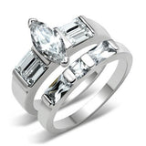 Alamode High-Polished 925 Sterling Silver Ring with AAA Grade CZ in Clear - Alamode