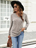 Ribbed Surplice Long Sleeve T-Shirt - Flyclothing LLC