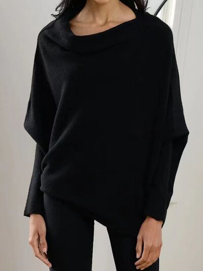 Full Size Boat Neck Batwing Sleeve Knit Top - Flyclothing LLC