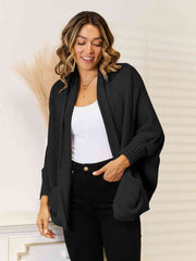 Open Front  Cardigan with Pockets - Flyclothing LLC