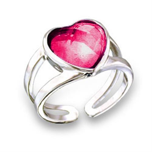 Alamode Rhodium Brass Ring with Synthetic Garnet in Ruby - Flyclothing LLC