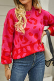 Leopard Round Neck Dropped Shoulder Sweater - Trendsi