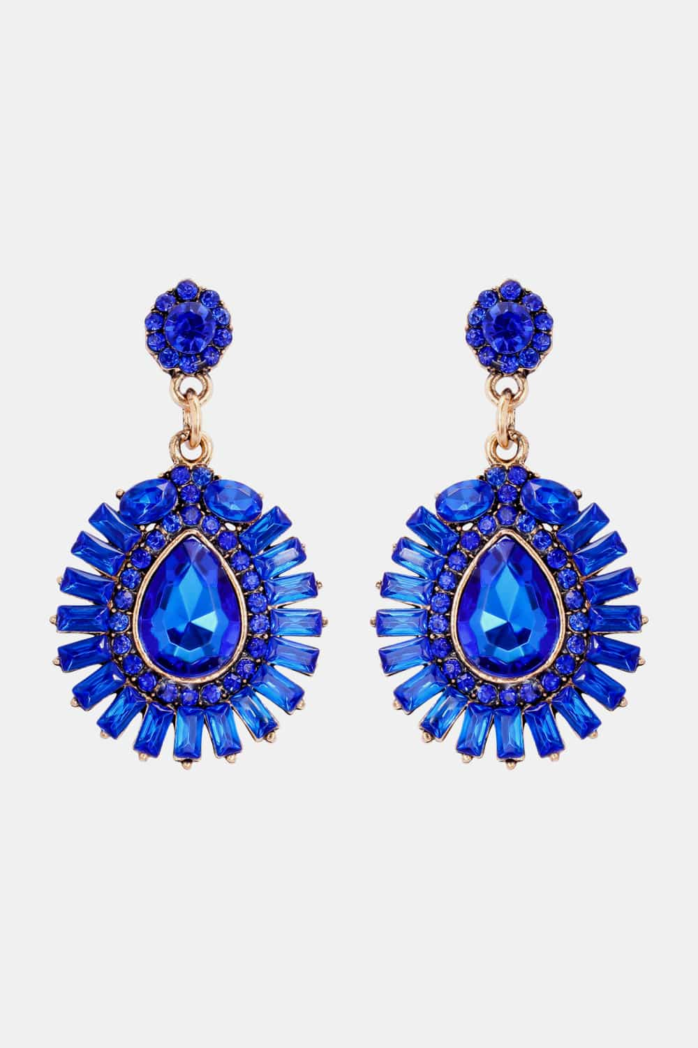 Teardrop Shape Glass Stone Dangle Earrings - Flyclothing LLC