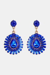 Teardrop Shape Glass Stone Dangle Earrings - Flyclothing LLC